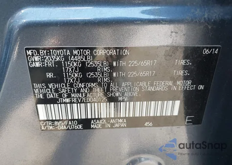 2014 Toyota Rav4 Xle from USA, damaged, VIN JTMWFREV7ED040125